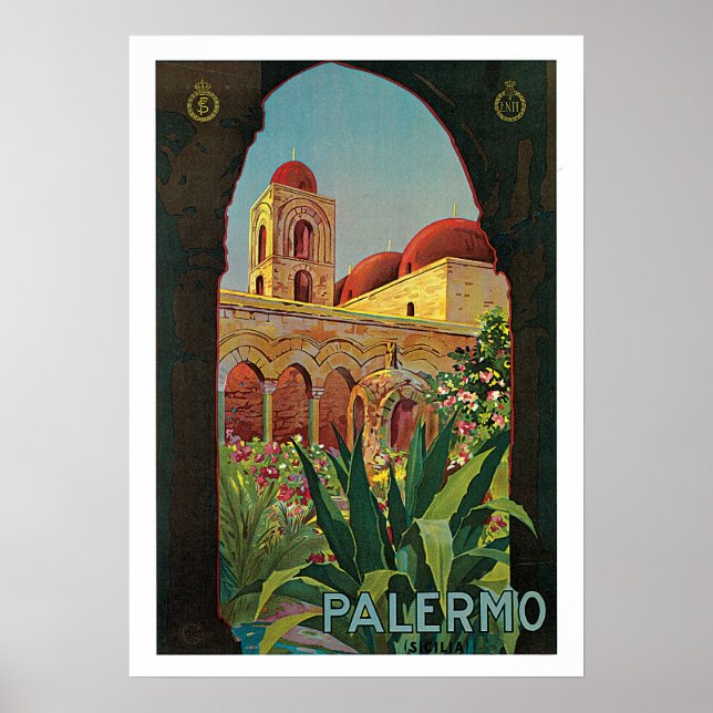 Affiche Vintage voyage, Palerme Italie (Devant)