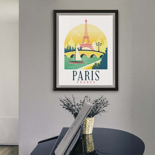 Affiche Vintage voyage Paris France (paris france vintage travel poster)