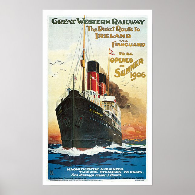 Affiche Vintage voyage Passenger Ship England (Devant)