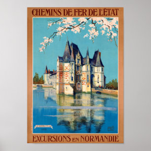 Affiche Vintage voyage restaurée France Normandie