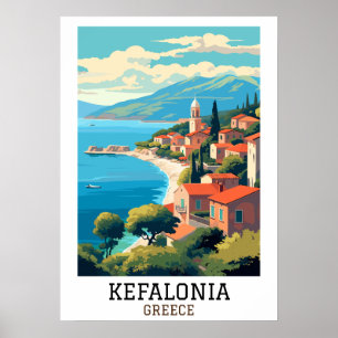Affiche Vintage voyage rétro de Kefalonia Grèce