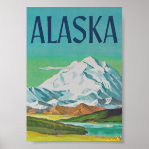 Affiche Vintage voyage rétro de l'Alaska