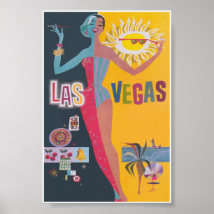 Affiche Vintage voyage rétro Las Vegas