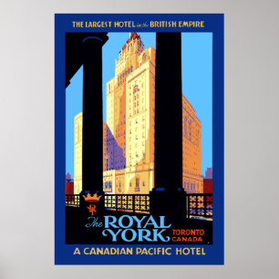 Affiche Vintage voyage Royal York Hotel Toronto Canada