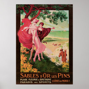 Affiche Vintage voyage, Sables d'Or les Pins