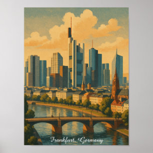 Affiche Vintage voyage Skyline de Francfort Allemagne