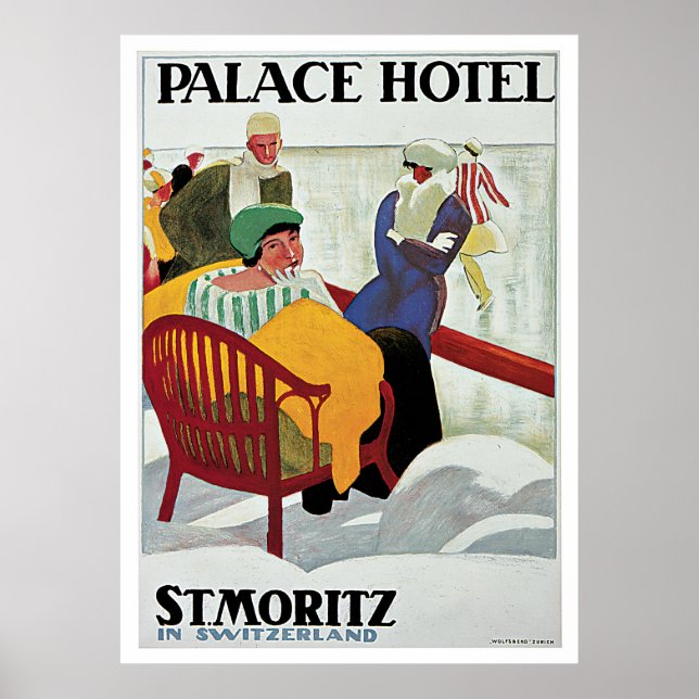 Affiche Vintage voyage St.Moritz Suisse (Devant)