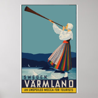Affiche Vintage voyage Suède