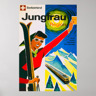 Affiche Vintage voyage Suisse ski