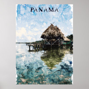Affiche Vintage voyage Tropical Panama Bocas Del Toro