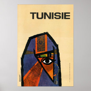 Affiche Vintage voyage tunisien restauré
