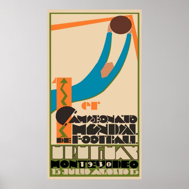 Affiche Vintage voyage - Uruguay Coupe du monde de footbal (Devant)