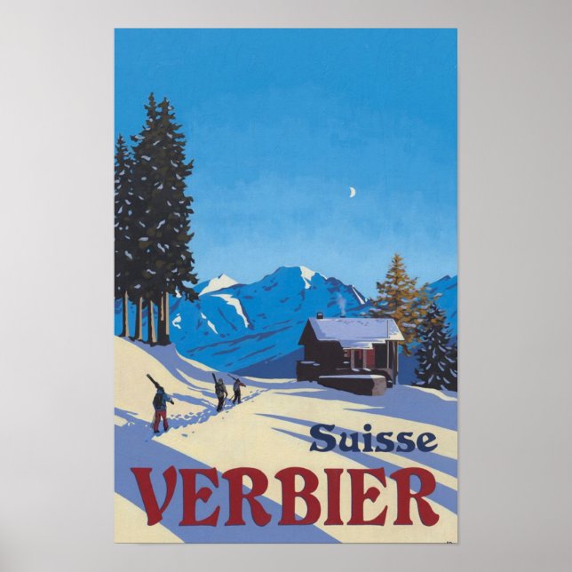 Affiche Vintage voyage Verbier Suisse (Devant)