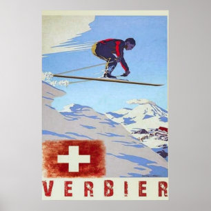 Affiche Vintage voyage Verbier Suisse