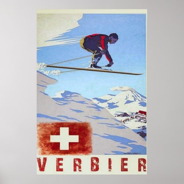 Affiche Vintage voyage Verbier Suisse (Devant)