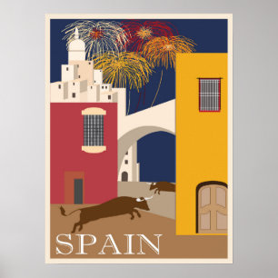 Affiche Vintage voyage vers l'Espagne