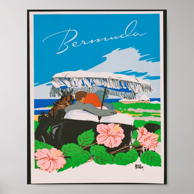 Affiche Vintage voyage vintage des Bermudes (Devant)