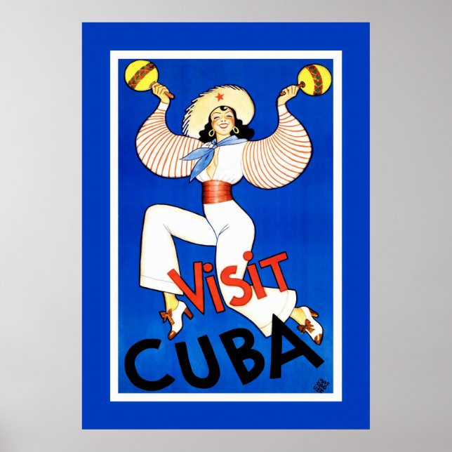 Affiche Vintage voyage "Visite Cuba" (Devant)