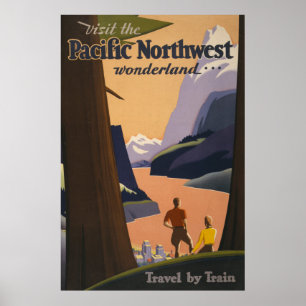 Affiche Vintage voyage Vue Montagne