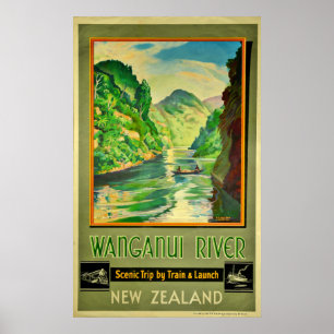 Affiche Vintage Wanganui River Nouvelle-Zélande Voyage Pit