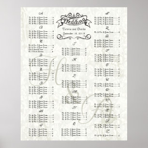 Affiche Vintage Wedding Special Event Guest Seating Chart