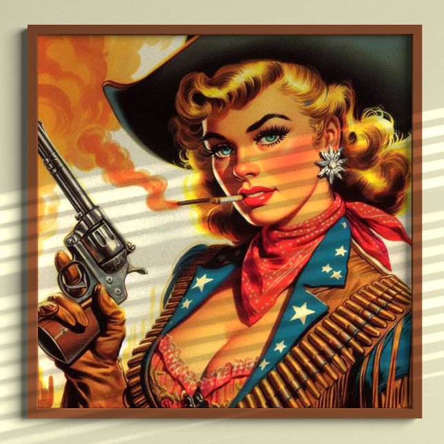Affiche Vintage Western Cowgirl Pin Up (Créateur téléchargé)