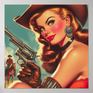 Affiche Vintage Western Pin-up