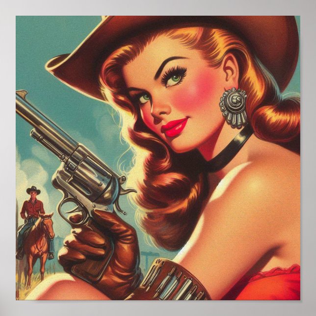 Affiche Vintage Western Pin-up (Devant)