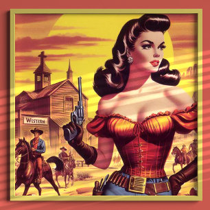 Affiche Vintage Western Pin-up