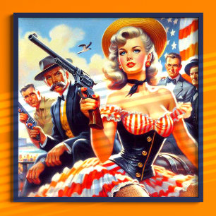 Affiche Vintage Western Pulp Girl