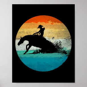 Affiche Vintage Western Rider Reining Horse Quartier Slidi