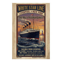 Affiche vintage White Star Line Olympic & Titanic
