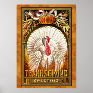 Affiche Vintage White Thanksgiving Turquie