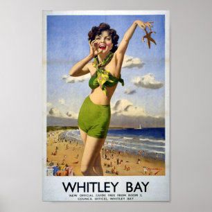 Affiche Vintage Whitley Bay, Angleterre