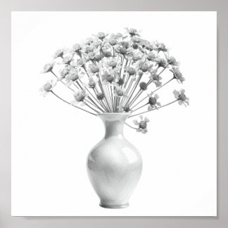 Affiche Vintage Wildflower Bouquet Pencil Sketch Art