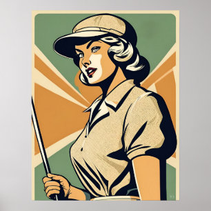 Affiche Vintage Woman Golfer - Golf Art Imprimer