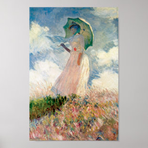 Affiche Vintage Woman with a Parasol Facing Left Monet