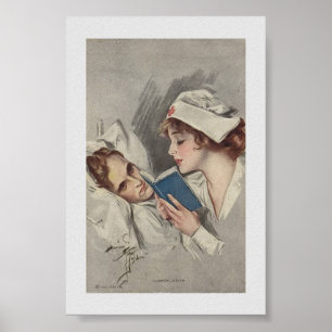Affiche Vintage - World War I Nurse Reading to Patient,