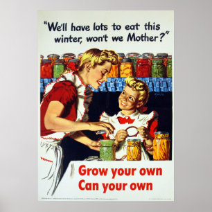 Affiche Vintage World War II Gardening and Canning