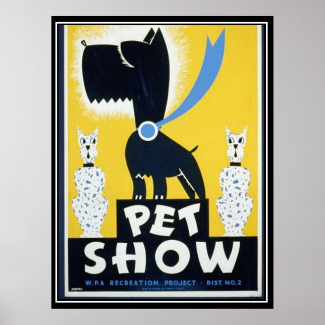Affiche vintage WPA Salon Félin Imprimé (Devant)
