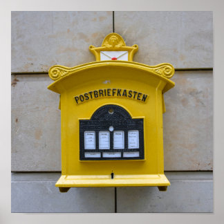 Affiche Vintage Yellow Mailbox, Dresden, Germany