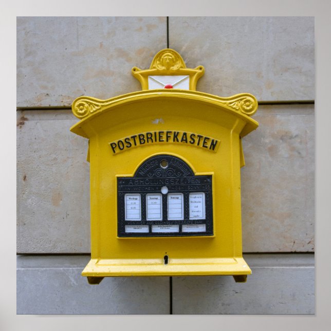 Affiche Vintage Yellow Mailbox, Dresden, Germany (Devant)