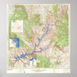 Affiche Vintage Yellowstone Grand Canyon Map 1969