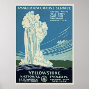 Affiche Vintage Yellowstone   Illustration de voyage