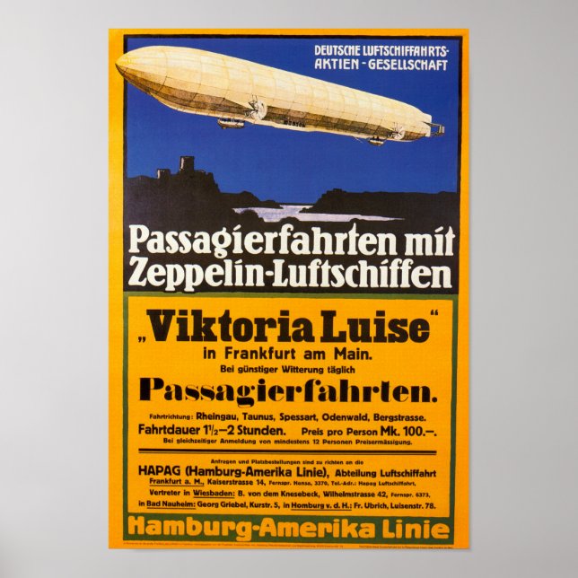 Affiche Vintage Zeppelin Viktoria Luise (Devant)