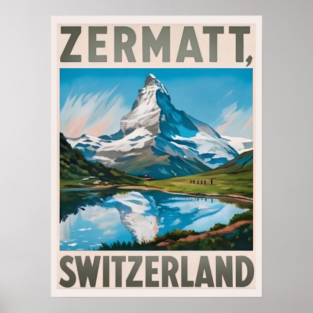 Affiche Vintage Zermatt Suisse Matterhorn (Devant)