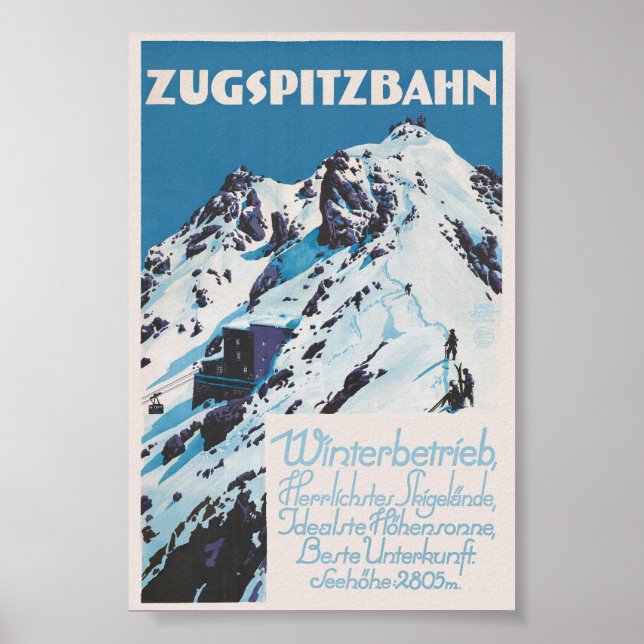 Affiche vintage Zugspitzbahn 1927 (Devant)