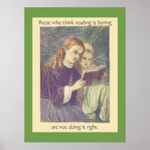 Affiche Vintages jolies soeurs Lire un livre avec un devis