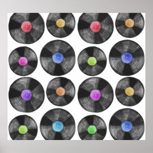 Affiche Vinyl LP Records Retro Illustration