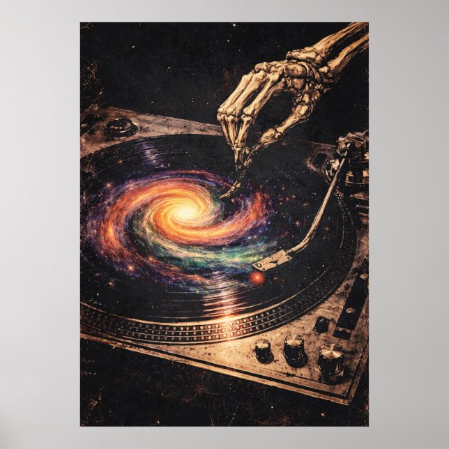 Affiche Vinyl Reaper, Retro-Grungy Music Art, Abstract (Devant)